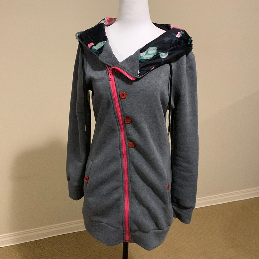 Brand New - Cute Floral Hood Sweat Jacket